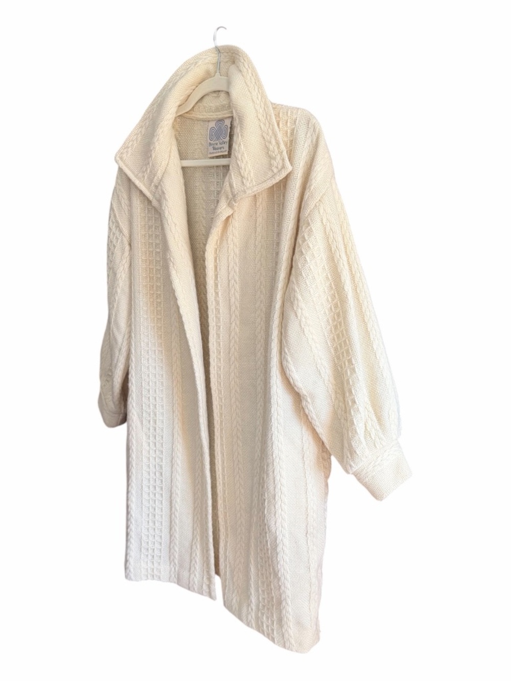 BOYNE VALLEY WEAVERS IRELAND Wool Cable Knit Long Cardigan Jacket OSFM - Picture 2 of 7
